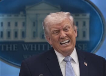 Trump speaks at a press conference held at the White House on April 6, 2026.