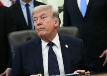 President Donald Trump is seen during a health care affordability event where he announced a deal with pharmaceutical company Regeneron to lower drug prices, in the Oval Office of the White House in Washington, D.C., on April 23, 2026.