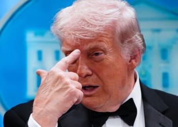 President Donald Trump speaks during a press conference in the Brady Briefing Room of the White House on April 25, 2026, in Washington, D.C.