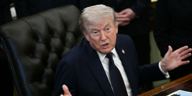 President Donald Trump speaks during a healthcare affordability event where he announced a deal with pharmaceutical company Regeneron to lower drug prices, in the Oval Office of the White House in Washington, D.C., on April 23, 2026.