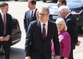 British Prime Minister Keir Starmer arrives for a presentation at the British Museum for the final design for the Queen Elizabeth.