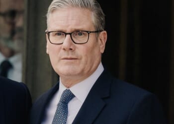 United Kingdom Prime Minister Keir Starmer looks out at press on April 17, 2026.