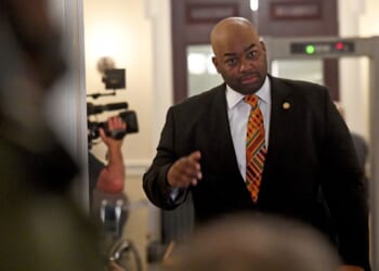 Virginia Del. Lamont Bagby (D-Henrico) heads towards the media at the State Capitol of Virginia in Richmond, Virginia, on February. 8, 2019.