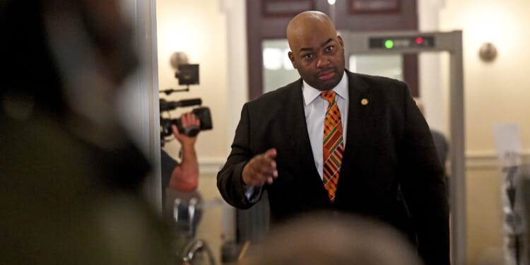 Virginia Del. Lamont Bagby (D-Henrico) heads towards the media at the State Capitol of Virginia in Richmond, Virginia, on February. 8, 2019.