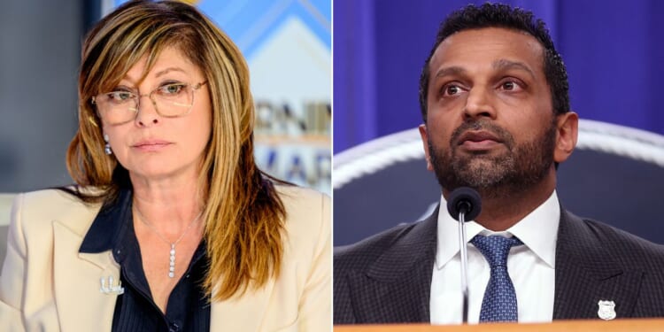 FBI Director Kash Patel, right, revealed the news to Fox News' Maria Bartiromo.