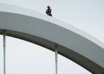 Antiwar protester comes down from D.C.’s Frederick Douglass Memorial Bridge