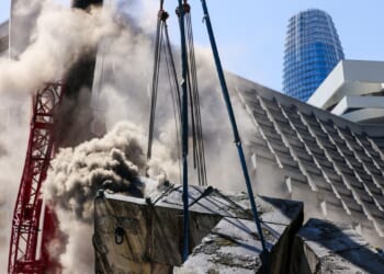Vaillancourt Fountain in San Francisco catches fire while structure is being dismantled