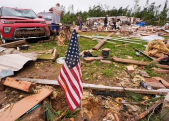 A kitten survives a tornado and his tiny meows bring rescue