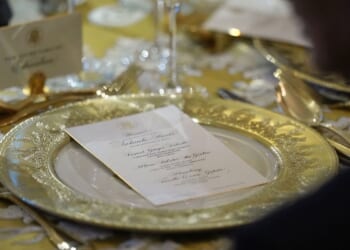 Chinese serve Trump crispy beef ribs, roast duck and seafood options in a lavish banquet