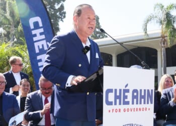 Dr. Ché Ahn attends a rally to announce his candidacy for California governor on Aug. 2 in Pasadena, California.
