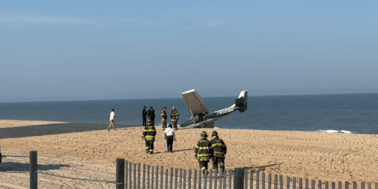 Two-seater Cessna plane makes emergency landing on Ocean City, Maryland, beach