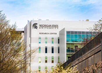 The Michigan State University Research Center in Grand Rapids, Michigan, on April 23, 2025.