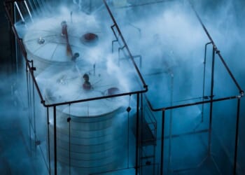 Chemical tanks are sprayed with water as authorities monitor the area for leaks in Garden Grove, CA on May 22, 2026.