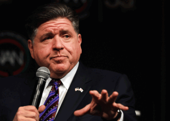 Illinois Democratic Governor JB Pritzker, a potential future presidential candidate, speaks during the National Action Network (NAN) annual convention on April 09, 2026, in New York City. The 2026 annual convention of NAN brings politicians, civil rights leaders, community advocates, and others together for four days of discussions and panels. (Photo by Spencer Platt/Getty Images)