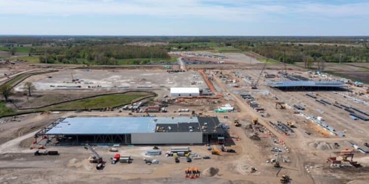 An AI data center developed by Related Digital for Oracle and OpenAI is constructed in Saline, Michigan.