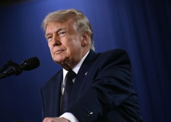 President Donald Trump delivers a speech about the economy at Rockland Community College Fieldhouse in Suffern, New York, on May 22, 2026.