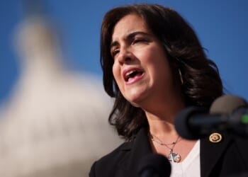 Rep. Nicole Malliotakis speaking outside