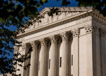 The U.S. Supreme Court building sits in the sun on May 4, 2026 in Washington, DC.