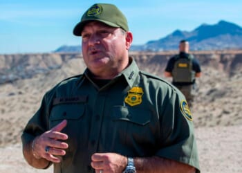 Border Patrol Chief Michael Banks is pictured speaking to reporters Feb. 3, 2025, during a visit to the U.S.-Mexico border by Defense Secretary Pete Hegseth in Sunland Park, New Mexico.