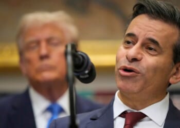 President Donald Trump listens as Dr. Marty Makary speaks in the Roosevelt Room of the White House in a file photo dated Sept. 22. Makary resigned his post Tuesday as commissioner of the Food and Drug Administration.