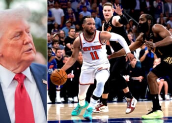 A sports commentary on a remarkable NBA game featuring the New York Knicks and the Cleveland Cavaliers in Game One of the NBA Eastern Conference Finals somehow turned into a cheap shot at President Donald Trump.