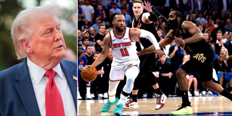 A sports commentary on a remarkable NBA game featuring the New York Knicks and the Cleveland Cavaliers in Game One of the NBA Eastern Conference Finals somehow turned into a cheap shot at President Donald Trump.