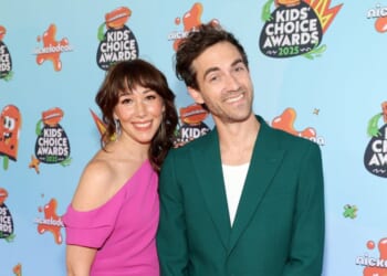 Mindy Coleman and Danny Go attend the Nickelodeon Kids' Choice Awards 2025 at Barker Hangar on June 21, 2025, in Santa Monica, California.