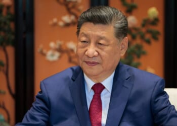 Chinese President Xi Jinping looks on during a meeting on the sidelines of a visit to Zhongnanhai Garden with President Donald Trump on May 15, 2026, in Beijing, China.