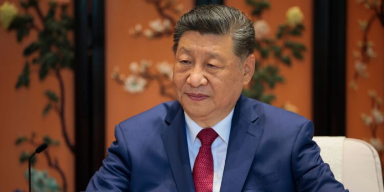 Chinese President Xi Jinping looks on during a meeting on the sidelines of a visit to Zhongnanhai Garden with President Donald Trump on May 15, 2026, in Beijing, China.