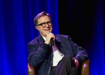 Stephen Colbert speaks onstage as part of the 2025 New York Comedy Festival at Town Hall on Nov. 8, 2025, in New York City.