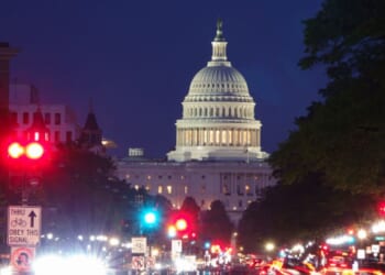 The United States Capitol Building stands during dusk on June 18, 2025.