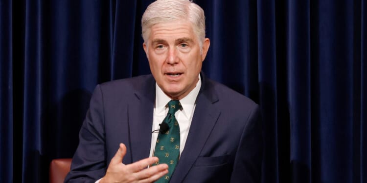 U.S. Supreme Court Justice Neil Gorsuch speaks at the Reagan Library May 5 in Simi Valley, California. Gorsuch discussed his new children's book "Heroes of 1776: The Story of the Declaration of Independence."