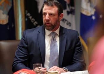 Secretary of the Department of Homeland Security Markwayne Mullin speaks during a cabinet meeting on May 27, 2026.
