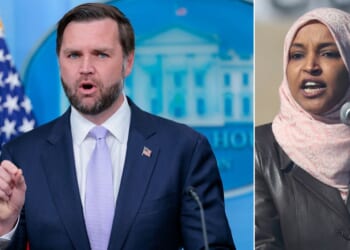 Vice President J.D. Vance confirmed that Rep. Ilhan Omar, right, a Minnesota Democrat, is under investigation by the Department of Justice.