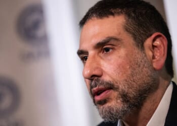 Dr. Adam Hamawy speaks during an AFP interview after meetings at the White House and on Capitol Hill, in Washington D.C., on June 14, 2024.