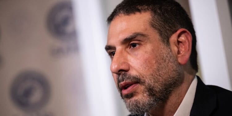 Dr. Adam Hamawy speaks during an AFP interview after meetings at the White House and on Capitol Hill, in Washington D.C., on June 14, 2024.