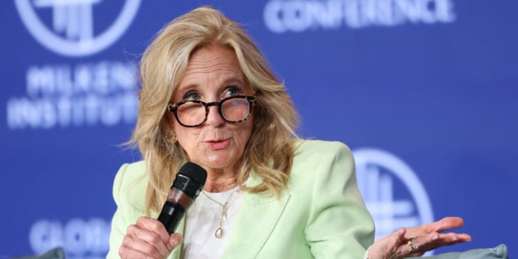 Former First Lady Jill Biden speaks during the 29th annual Milken Institute Global Conference at the Beverly Hilton in Beverly Hills, California, on May 5, 2026.