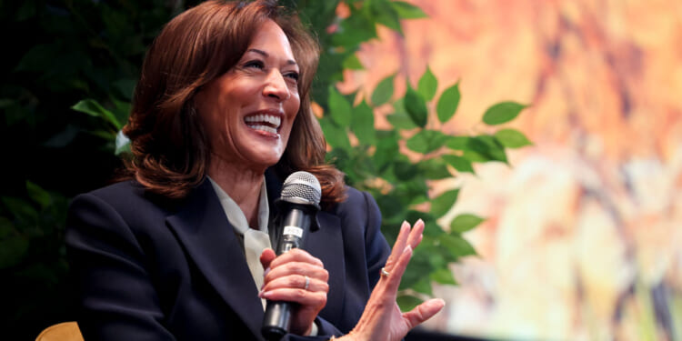 Former Democrat Vice President Kamala Harris speaks during a fireside chat at MEET Las Vegas on May 07, 2026 in Las Vegas, Nevada. Harris addressed the future impact of Democrats in elections in the political landscape. (Photo by Ian Maule/Getty Images)