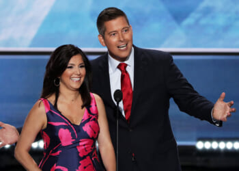 Sean and Rachel Campos-Duffy together on stage.