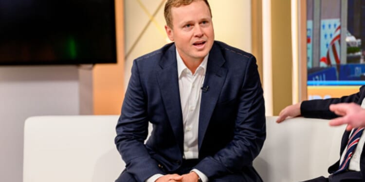 Los Angeles Mayoral Candidate Spencer Pratt sits on the Fox & Friends couch appearing on the Fox News Channel on January 28, 2026.