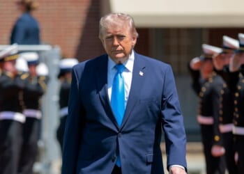 President Donald Trump arrives at a commencement ceremony on Cadet Memorial Field at the United States Coast Guard Academy in New London, Connecticut, on May 20, 2026.