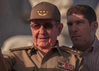 Then-Cuban President Raul Castro is pictured at a May 1. 2017, parade in Havana's Revolution Square.