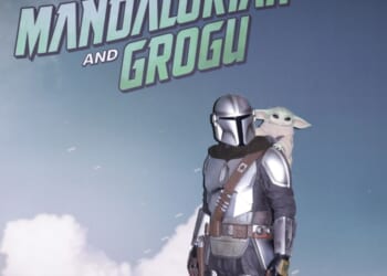 A display of the Mandalorian and Grogu from Star Wars is seen during the "Star Wars: The Mandalorian And Grogu" premiere red carpet at The Club Milano on May 19, 2026, in Milan, Italy.