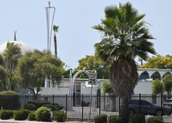 Law enforcement and emergency services respond to a shooting at the Islamic Center of San Diego on May 18, 2026, in San Diego, California.