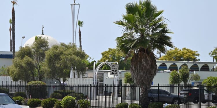 Law enforcement and emergency services respond to a shooting at the Islamic Center of San Diego on May 18, 2026, in San Diego, California.