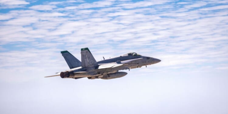 A McDonnell Douglas FA-18 Hornet of the Marine Fighter Attack Training Squadron 101 at an air demonstration on Sept. 24, 2022, in San Diego, California.
