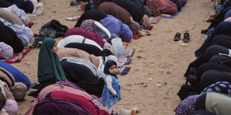 Muslims worshipers offer Eid al-Adha prayers in Gaza City on Wednesday, May 27, 2026.