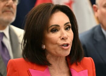 U.S. Attorney for the District of Columbia Jeanine Pirro speaks during a news conference about a transnational meth drug trafficking case, in Washington, D.C., on May 7, 2026.