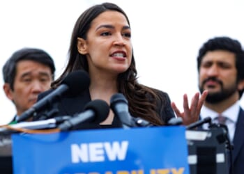 Rep. Alexandria Ocasio-Cortez, pictured at an April 29 news conference outside the Capitol.