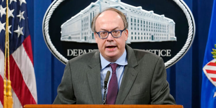 Jeff Clark, Assistant Attorney General for the Environment and Natural Resources Division, speaks during a news conference at the Justice Department in Washington, September 14, 2020. - Automakers Daimler AG and subsidiary Mercedes-Benz USA have agreed to pay $1.5 billion to the US government and California state regulators to resolve emissions cheating allegations. (Photo by Susan Walsh / POOL / AFP) (Photo by SUSAN WALSH/POOL/AFP via Getty Images)